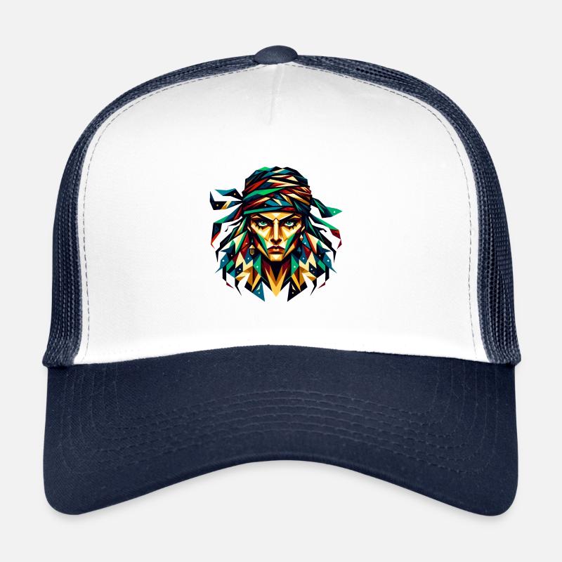 Femme pirate géométrique : Art abstrait médiéval Casquette trucker 