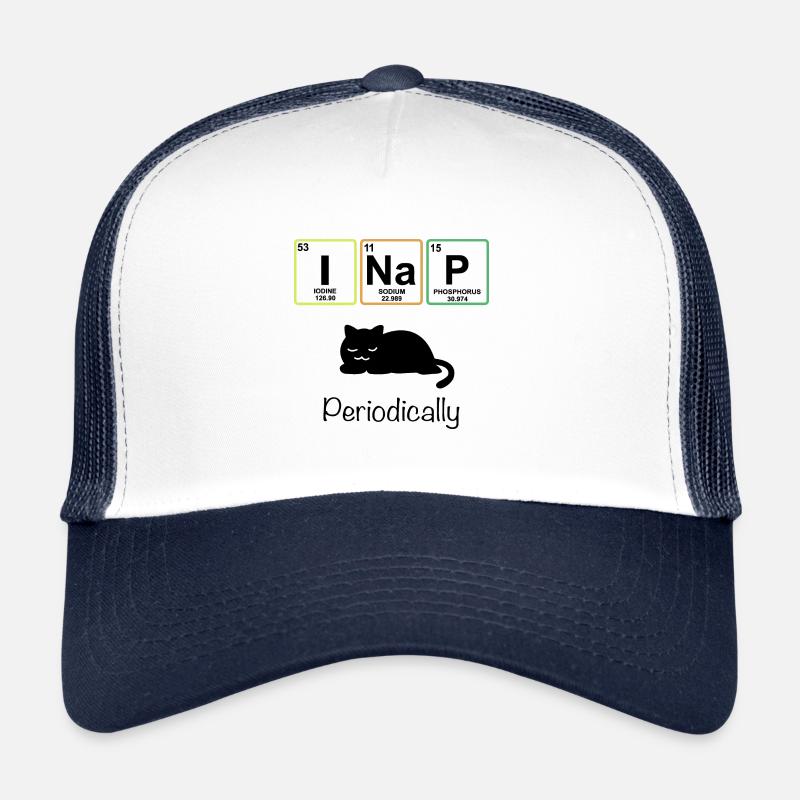 I Nap Katze Periodensystem Lehrer T Shirt Geschenk - Trucker Cap - Weiß/Navy