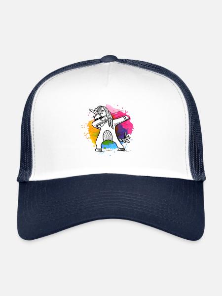 Dabbing unicorn, unicorn, unicorns with colors - Trucker Cap - white/navy