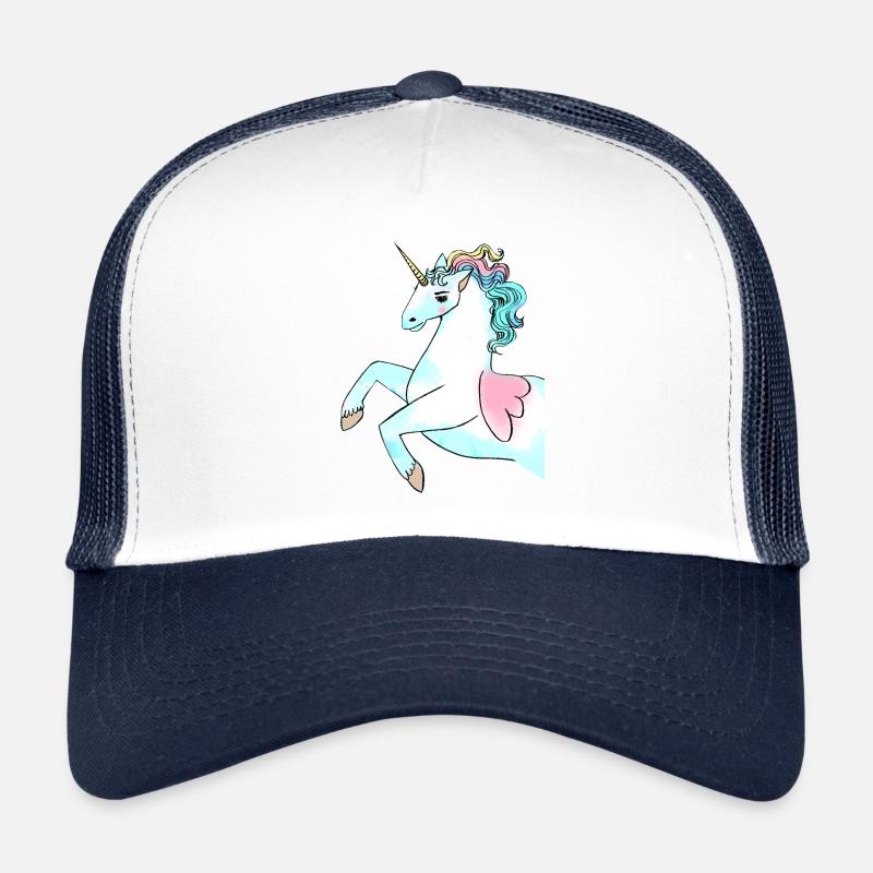 Schönes stolzes Einhorn in bunt - Trucker Cap - Weiß/Navy