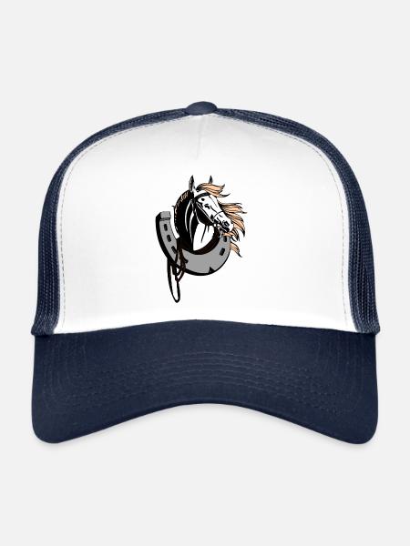 Riding horse horseshoe - Trucker Cap - white/navy - Front