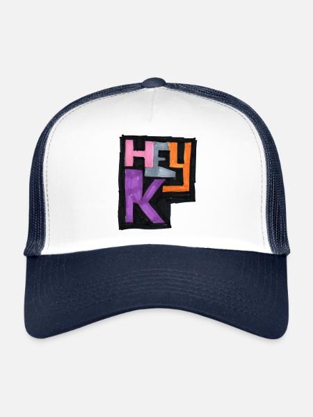 hey K logo - Trucker Cap - white/navy - Front