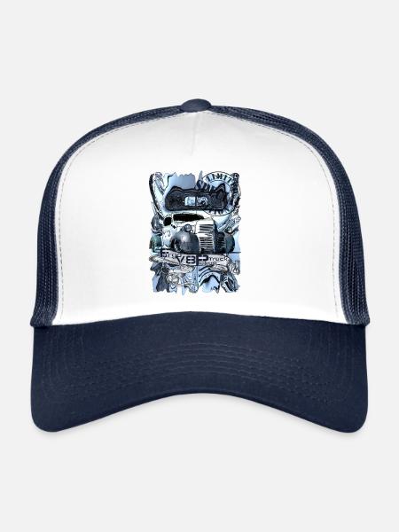 V8 Fargo Truck Bleu Spécial Edition Limitée - Casquette trucker - blanc/marine - Devant