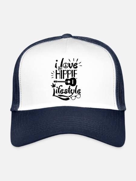 I Love The Hippie Lifestyle Movement Hippies - Trucker Cap - white/navy - Front