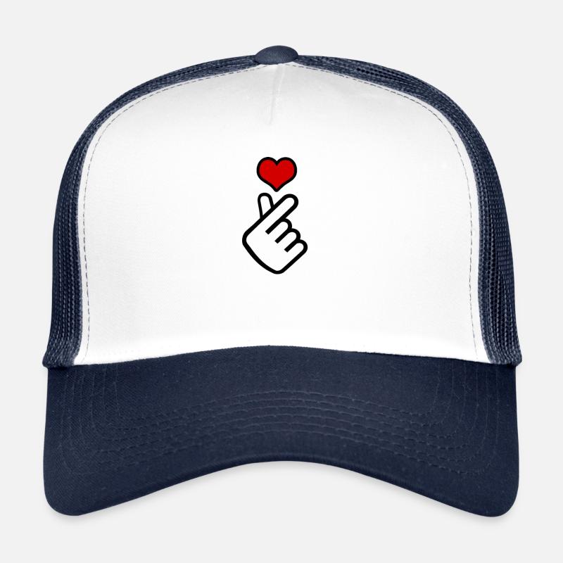 Coeur coréen de doigt - Casquette trucker  - blanc/marine