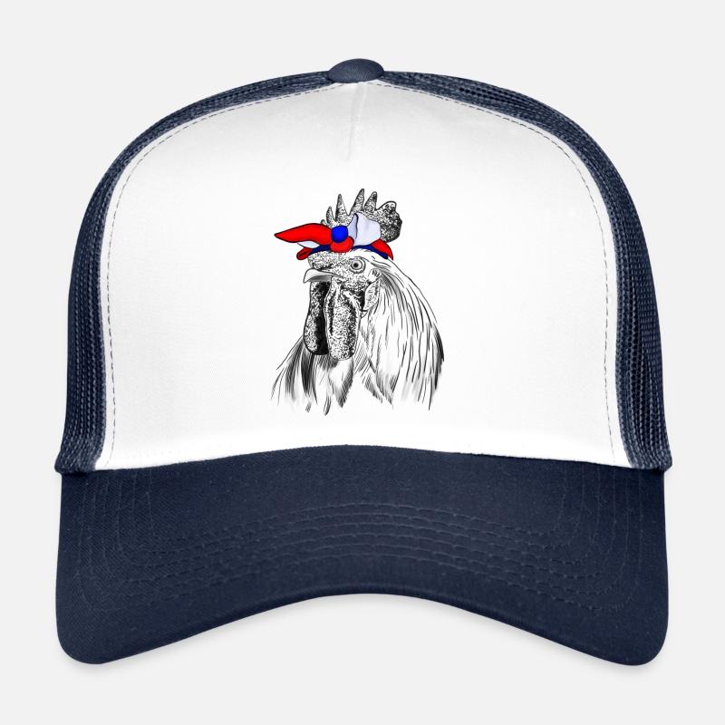 Hahn mit Frankreich Flagge Verband - Trucker Cap - Weiß/Navy