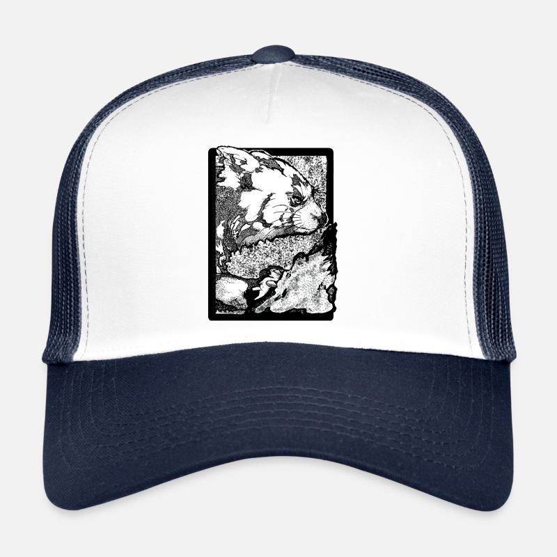 Le panda roux grimpe sur le rocher (noir et blanc) Casquette trucker 
