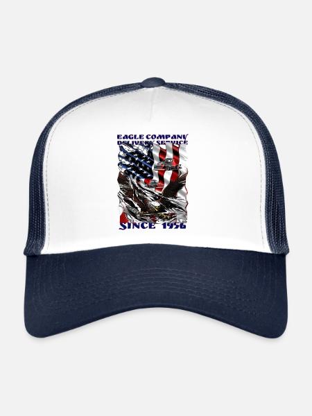 V8 Truck Shirt cool saying with eagle year of birth - Trucker Cap - white/navy - Front