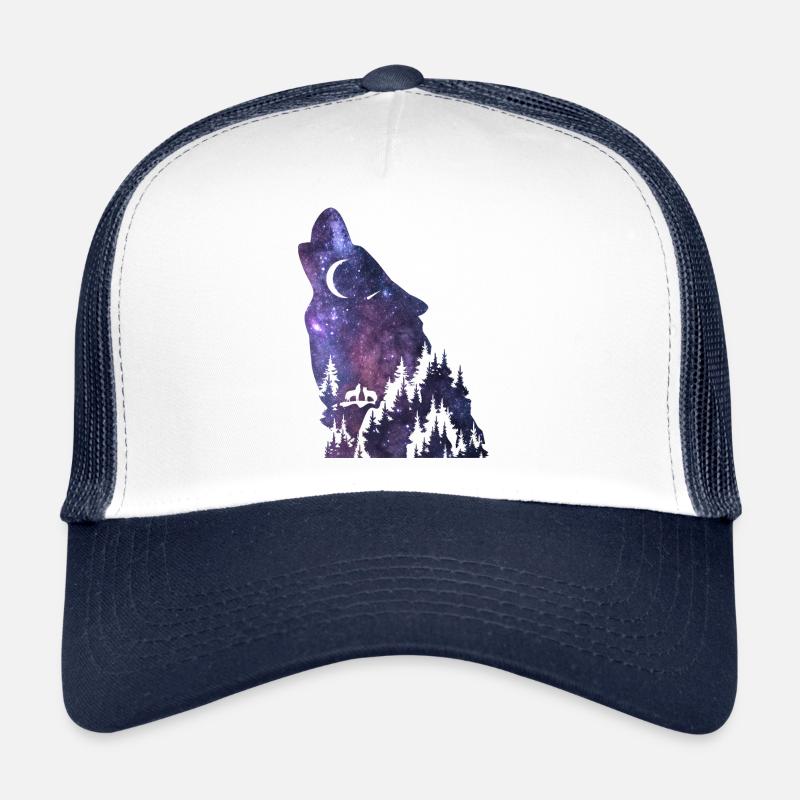 Silhouette de loup Galaxy Casquette trucker 