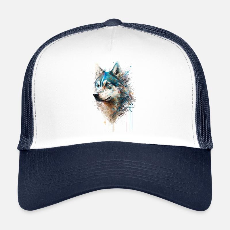 Husky sibérien 01 - Casquette trucker - blanc/marine