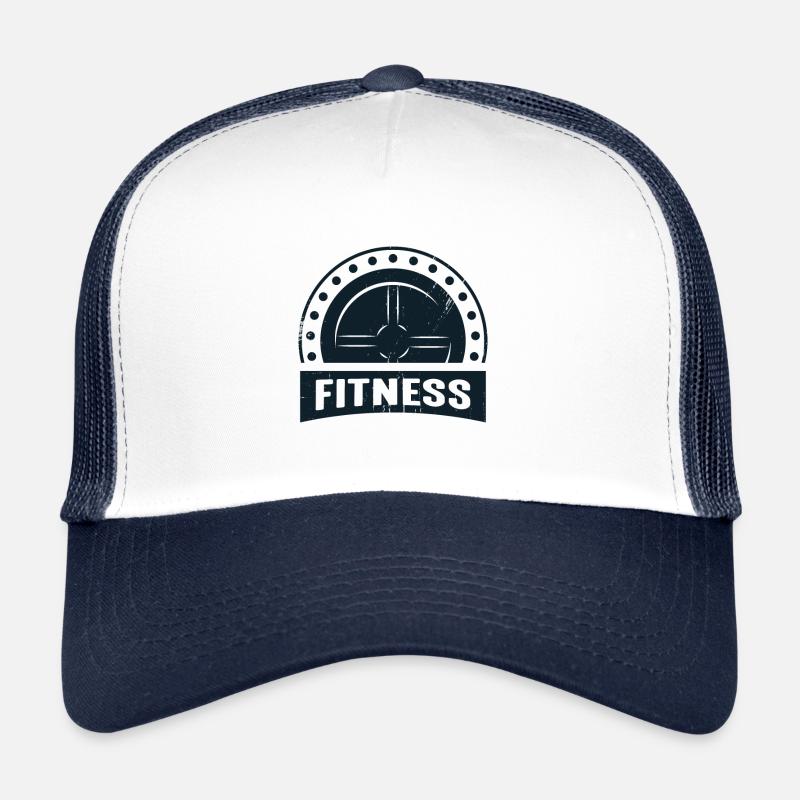 Fitness Hantel Schwarz - Trucker Cap - Weiß/Navy