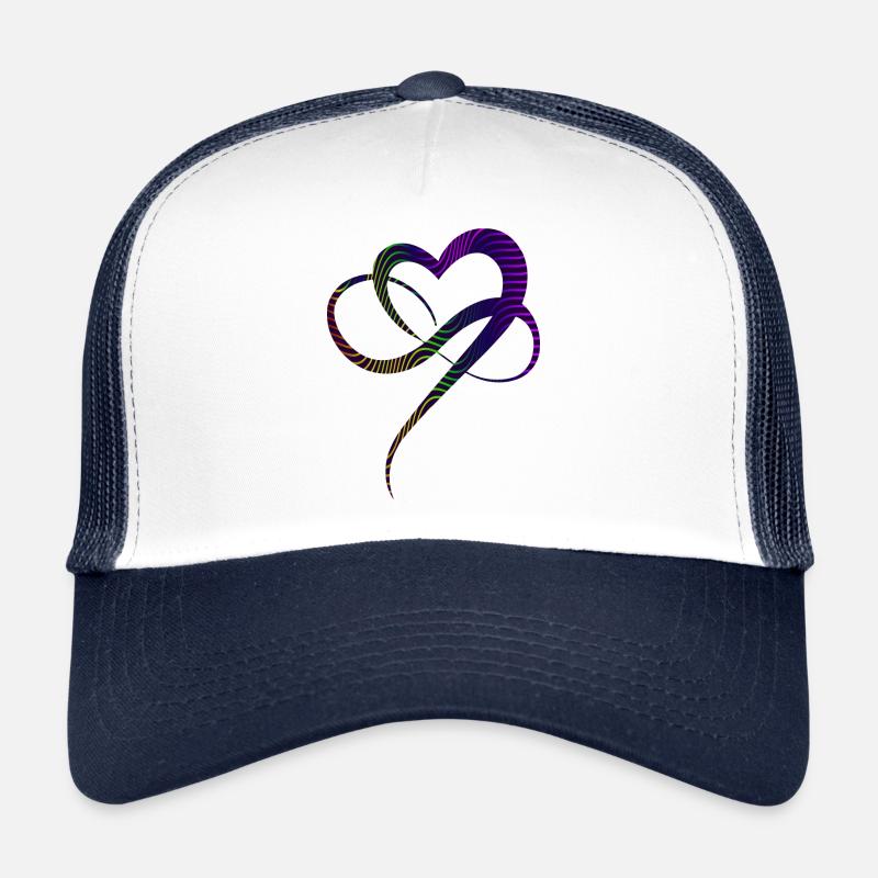 Unendliche Liebe Herz Bunte Linien Infinity Heart - Trucker Cap - Weiß/Navy