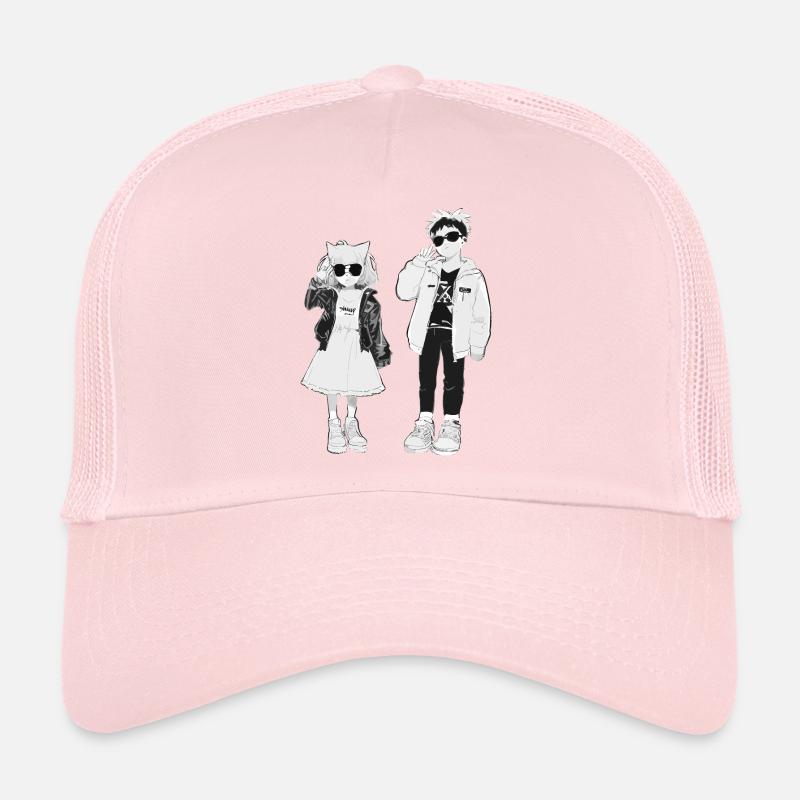 Japanese coolness in black and white Trucker Cap