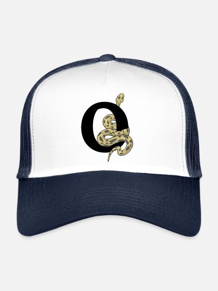 Letter o snake - Trucker Cap - white/navy - Front
