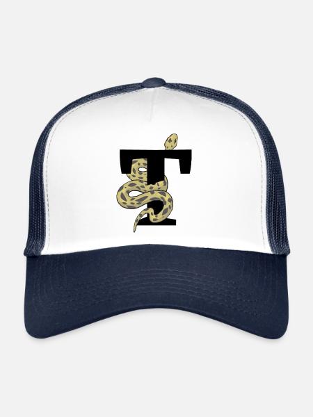 Letter t snake - Trucker Cap - white/navy - Front