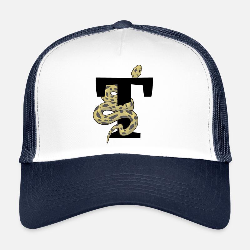 Lettre t serpent - Casquette trucker  - blanc/marine