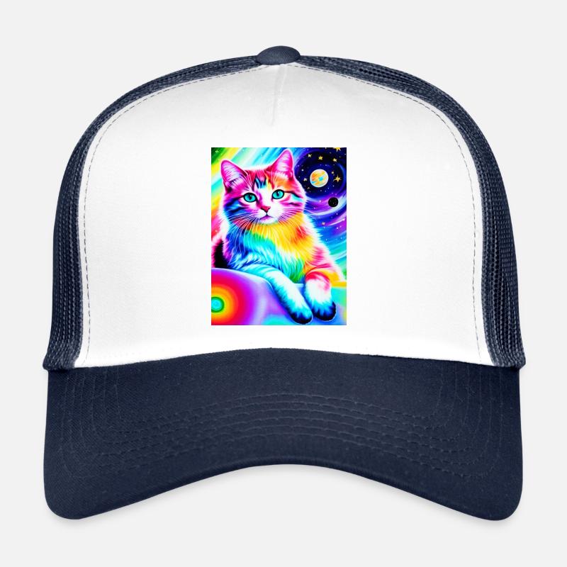 Colorful Cosmic Kawaii Cat Trucker Cap