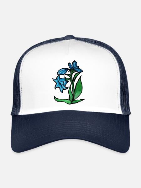 Fleur bleue - Casquette trucker  - blanc/marine - Devant