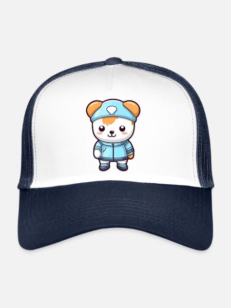 Cat and dog in winter clothes, cozy - Trucker Cap - white/navy - Front