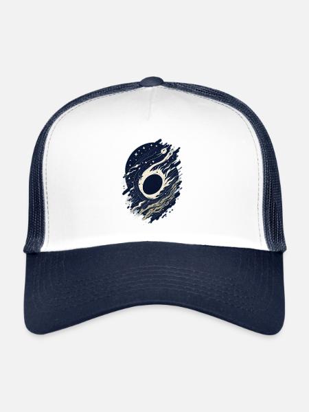 Euphorie cosmique : étoiles rétro et trous noirs - Casquette trucker  - blanc/marine - Devant