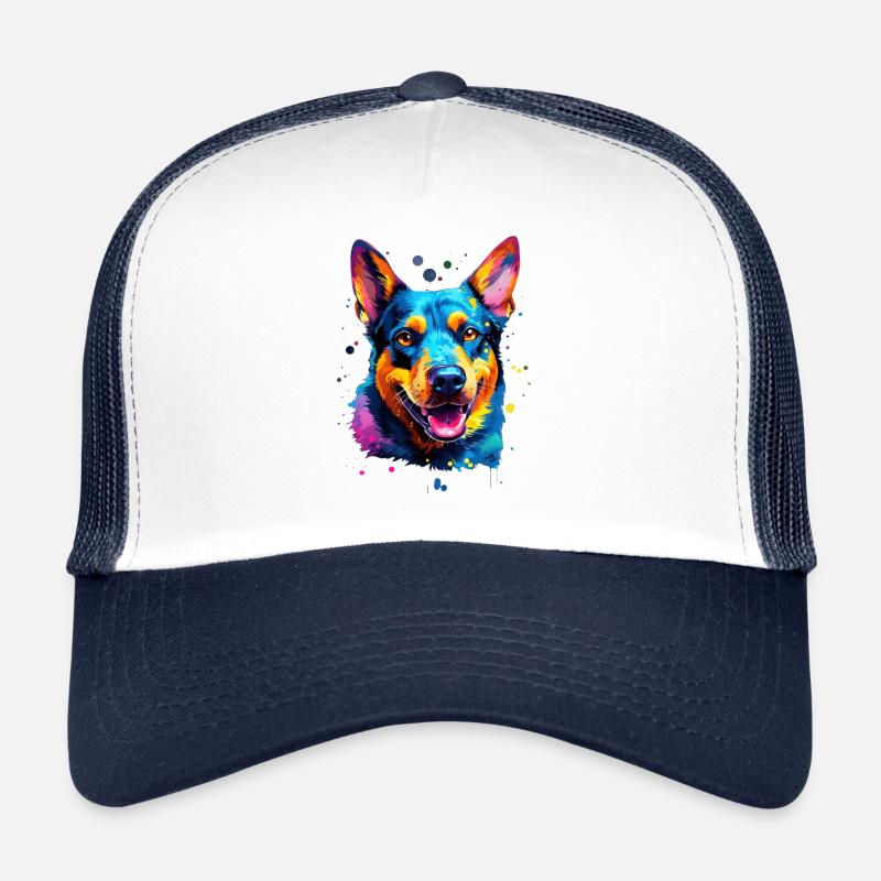 bunter Australian Cattle Dog - bunte Hunde - Trucker Cap - Weiß/Navy