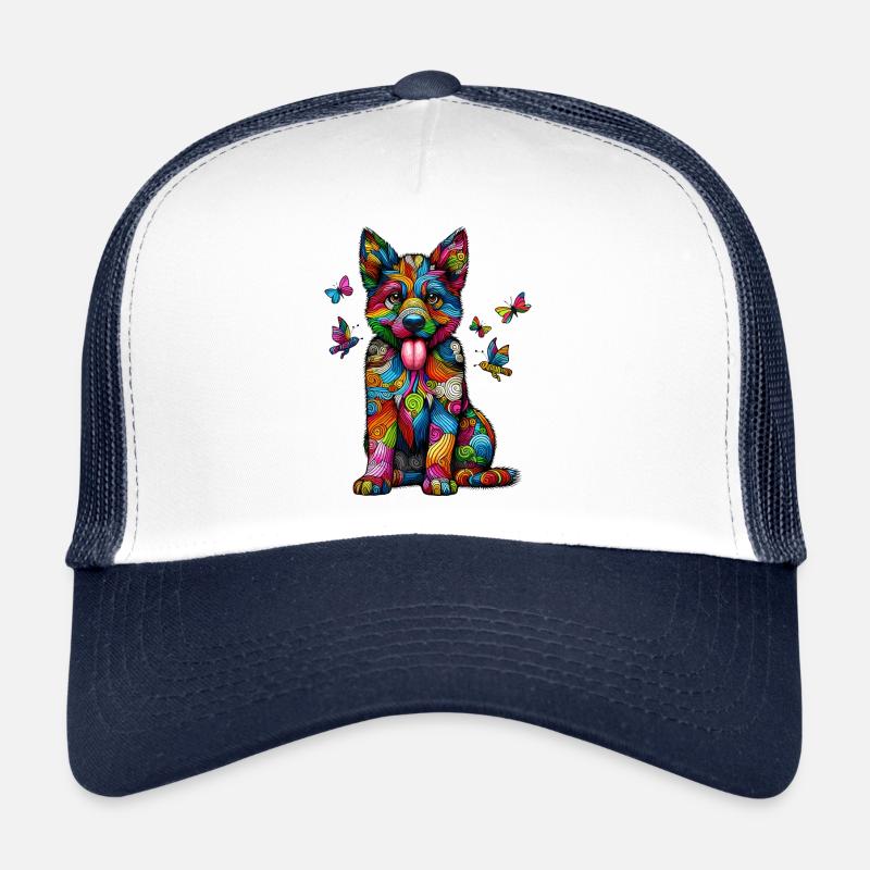 HUND FARBENFROH BUNT REGENBOGEN MUSTER STREIFEN Trucker Cap