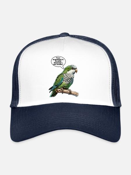Perroquet Quaker Moine Perruche - Casquette trucker  - blanc/marine - Devant