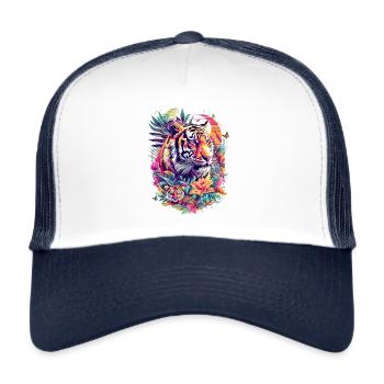 Tiger Design - Trucker Cap - Weiß/Navy - Vorne