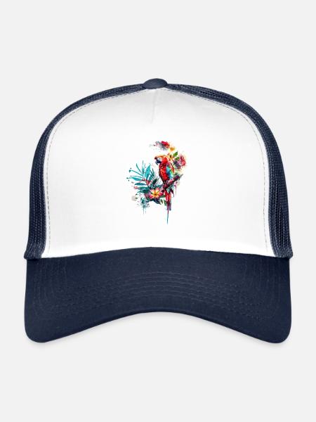 Ara coloré - Casquette trucker - blanc/marine