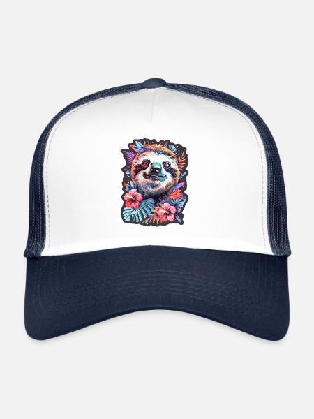 Funny Sloth Baby - Trucker Cap - white/navy - Front