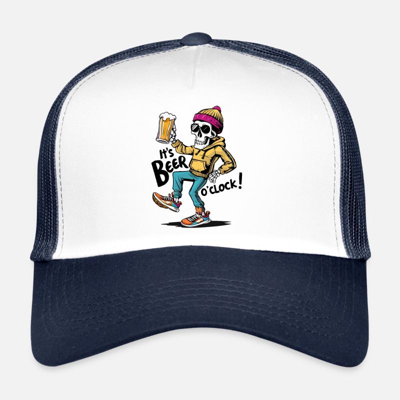 It's beer o'clock Funny Skeleton Trucker Cap