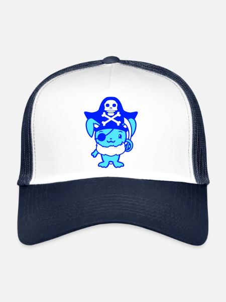 Little Cute Bunny Rabbit Captain Eye Patch - Trucker Cap - white/navy - Front