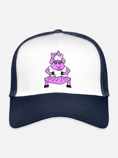 mouton fille femme femme jolie fatiguée jupe de danse - Casquette trucker  - blanc/marine - Devant