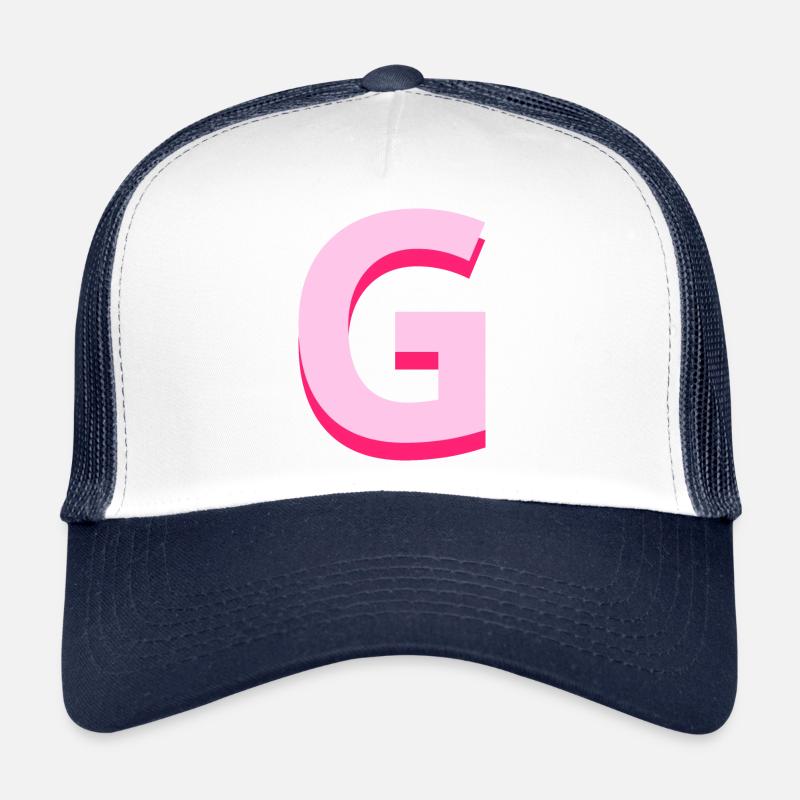 Pop- und moderner rosafarbener Buchstabe g Trucker Cap