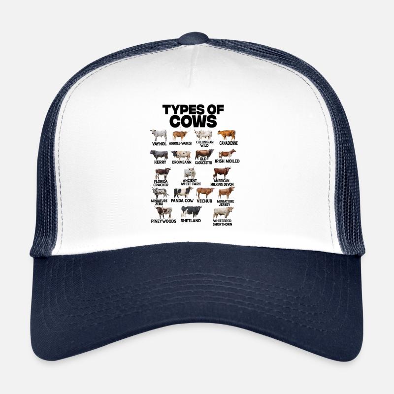 Arten von Kühen Rinder der Welt Kuh Rinder Kühe - Trucker Cap - Weiß/Navy
