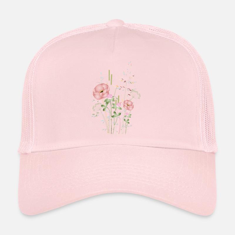 Tendre prairie d’été avec des fleurs en pastel Casquette trucker 