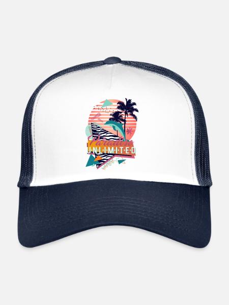 Paradise Unlimited (Shapes, Dolphin) - Trucker Cap - white/navy - Front