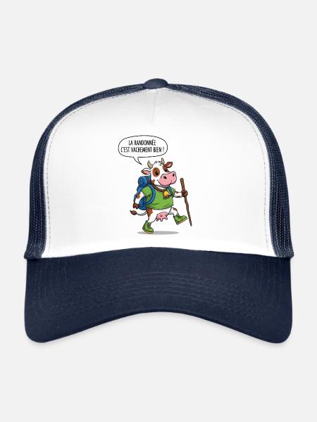 la vache randonnée - Casquette trucker  - blanc/marine - Devant