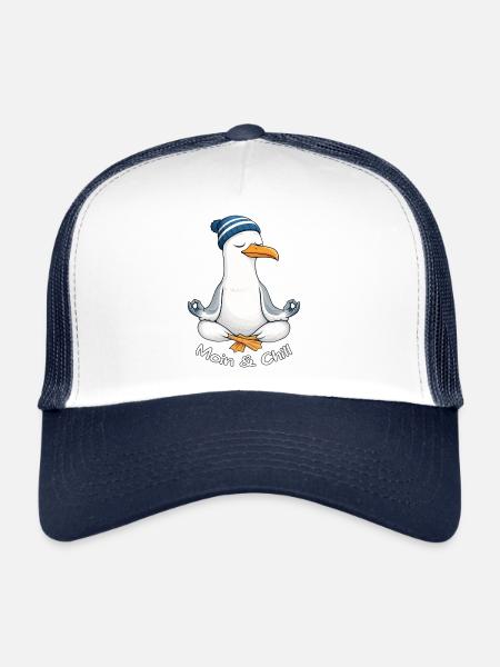 Moin & Chill by MEERchandise - Trucker Cap - white/navy - Front