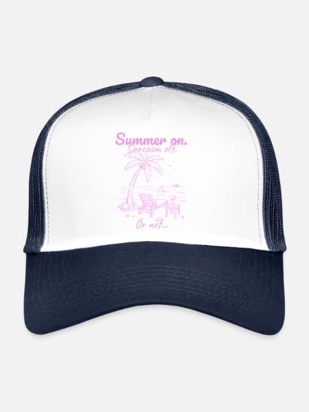 L’été commence. Sarcasme désactivé. Rose. - Casquette trucker - blanc/marine