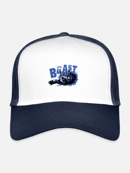 Bête loup - Casquette trucker  - blanc/marine - Devant