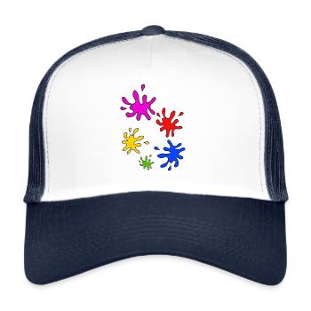 Éclaboussures de couleurs colorées - Casquette trucker  - blanc/marine - Devant