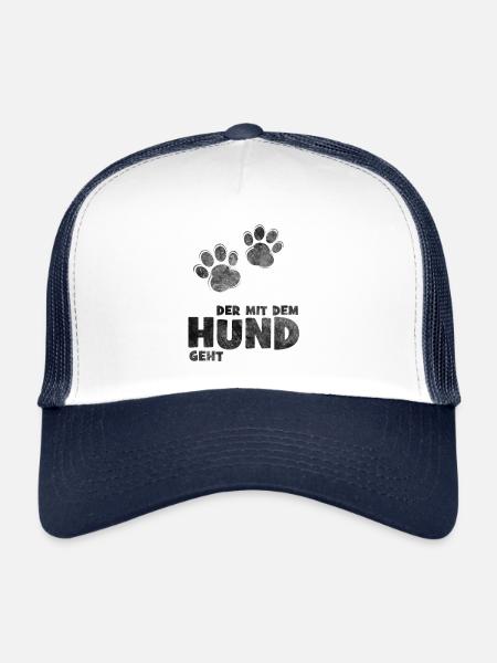 Qui part avec le chien - Casquette trucker  - blanc/marine - Devant