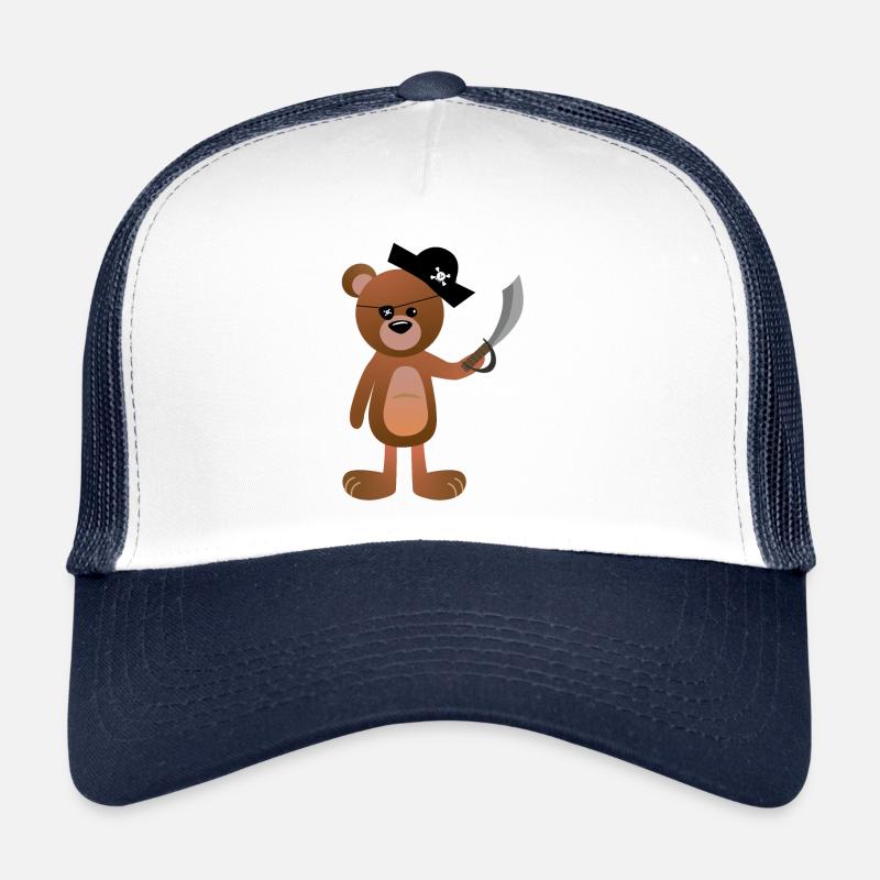 süßer Bären Pirat Seeräuber Freibeuter - Trucker Cap - Weiß/Navy