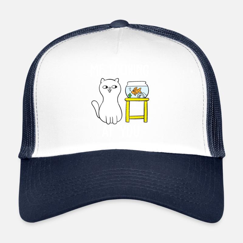 Moi qui te regarde conception de tshirt de chat - Casquette trucker  - blanc/marine