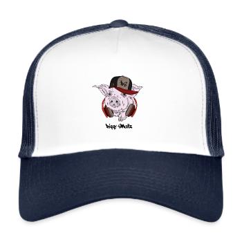 Piggy Smallz Notorious PIG Hip Hop Rap Schwein - Trucker Cap - Weiß/Navy - Vorne