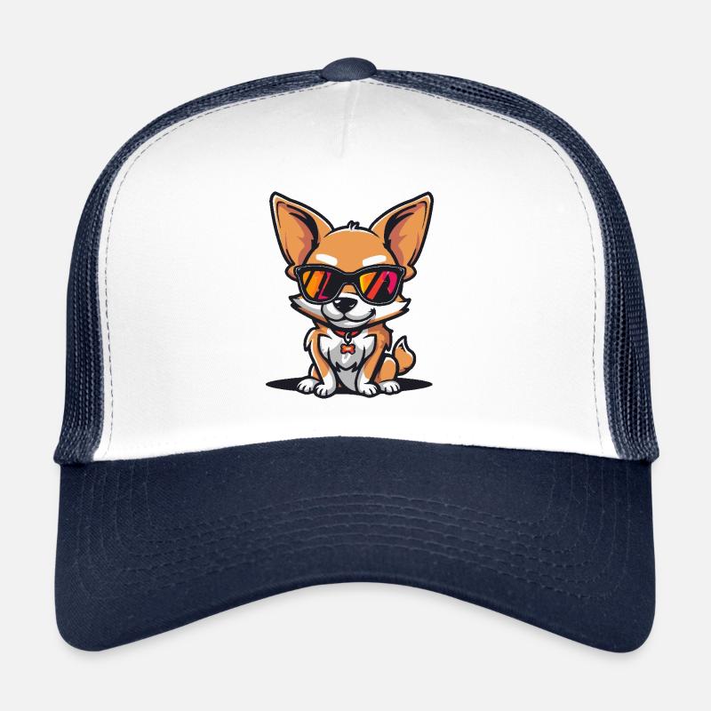 Chihuahua Hunde Cool Comic - Trucker Cap - Weiß/Navy