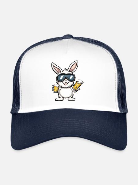 Bière après-ski Hase - Casquette trucker  - blanc/marine - Devant