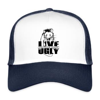 Live Ugly opossum - Casquette trucker  - blanc/marine - Devant