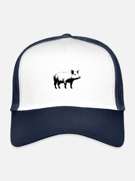 Pig Stencil White and Black - Trucker Cap - Weiß/Navy - Vorne